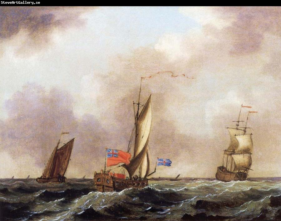 Francis Swaine A royal yacht and a merchantman in choppy seas